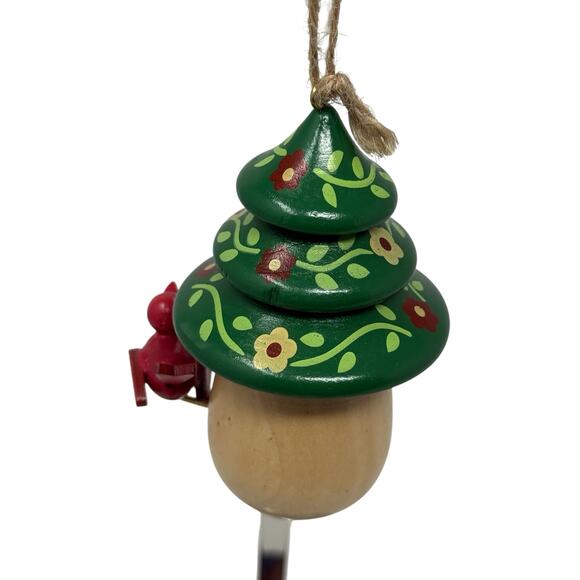 World Market Handcrafted Turned Wood Folk Birdhouse Ornament Christmas Holiday - Picture 4 of 10
